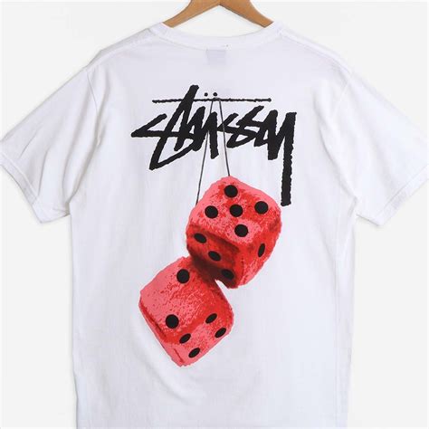 Stussy Fuzzy Dice T Shirt M White White Stussy T Shirt Shirts