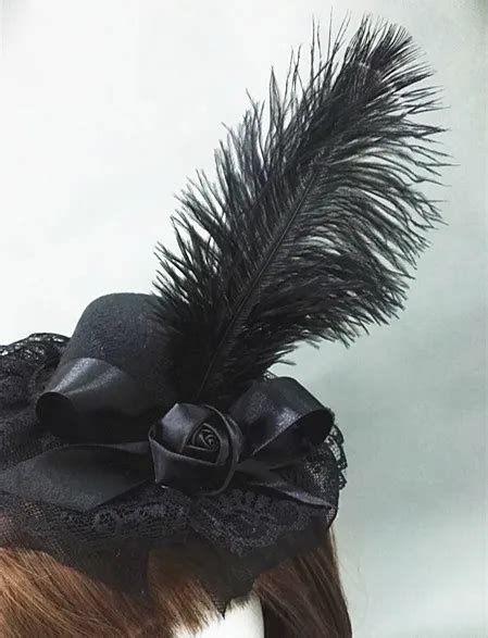 1940s Vintage Black Wool Felt Hats Goth Feather Mini Top Hats ...