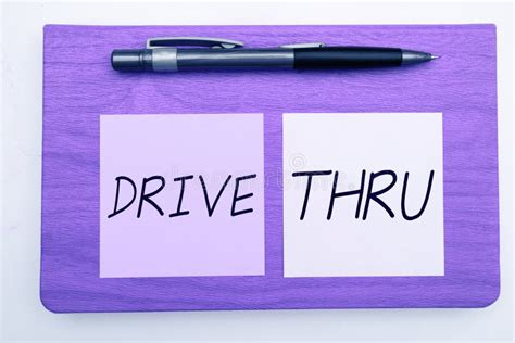 Text Caption Presenting Drive Thru. Concept Meaning Place Where You Can Get Type of Service by ...