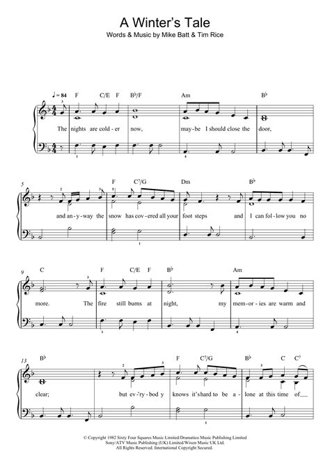 A Winter S Tale Sheet Music By David Essex For Solo Noteflight