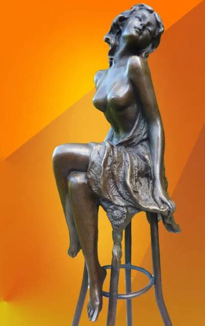 ART DECO BRONZE Nude Signed Bronze Statue Figure Figurine Naked