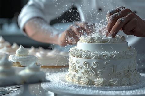 Premium Photo Baker Decorating Cake With Icing