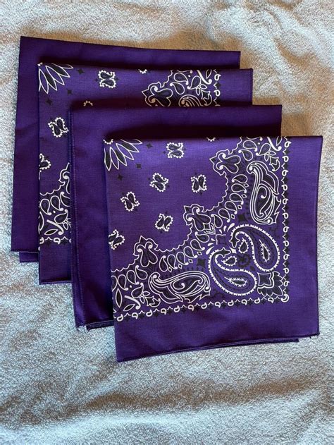 Usa Made Paisley Solid Purple Bandanas Pk Cotton