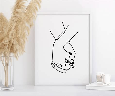 Couple Hands Line Art Holding Hands Poster Minimalist Love Etsy