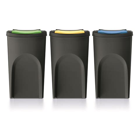 Lot De Poubelles Keden Sortibox Plastique Recycl Noir L