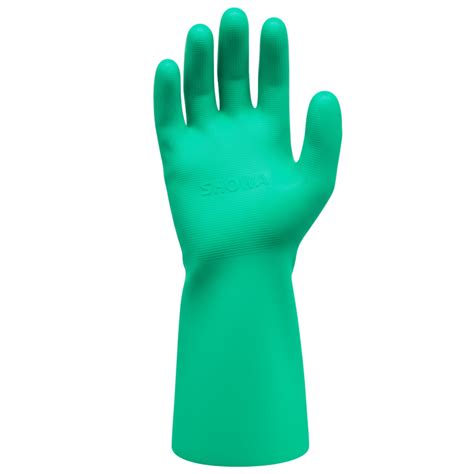 SHOWA 732 Chemical Resistant Nitrile Gauntlet Gloves with Flock Lining