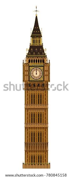 London Landmark Big Ben Clocktower Isolated Stock Vector Royalty Free