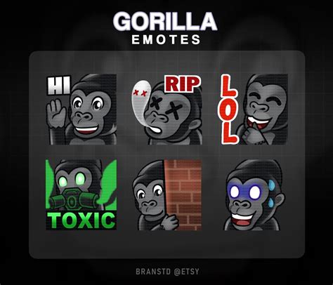 6 X Gorilla Twitch Emotes For Twitch Discord Mixer Or Youtube Etsy