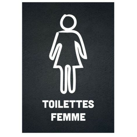 Sticker Autocollant TOILETTES FEMME Format A5 Fond Noir