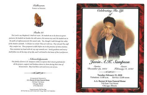 Javin Sampson Obituary Aa Rayner And Sons Funeral Homes