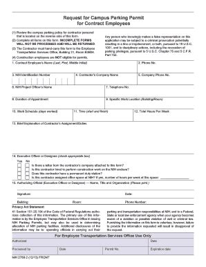 Fillable Online Oma Od Nih FORM NIH 2788 2 Request For Campus Parking