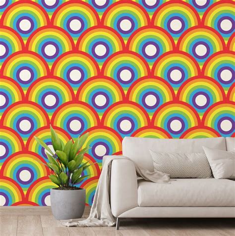 Rainbow circles wallpaper - Peel and Stick or Non-Pasted | Save 25%