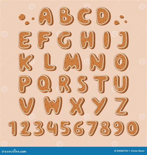 Cookie Biscuit Alphabet Font Vector Illustration Stock Vector