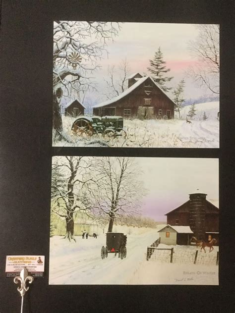 Pair Of Winter Farm House Prints Signed By Famous Proxibid