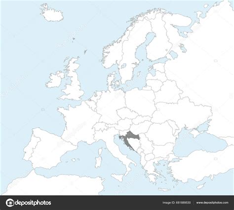 แผนท งชาต Cmyk เทาของ Croatia ภายในแผนท ทางการเม องท างเปล ขาวโดยละเอ