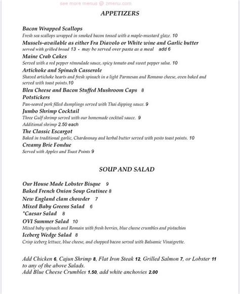 Online Menu of Old Village Inn Restaurant, Ogunquit, Maine, 03907 - Zmenu