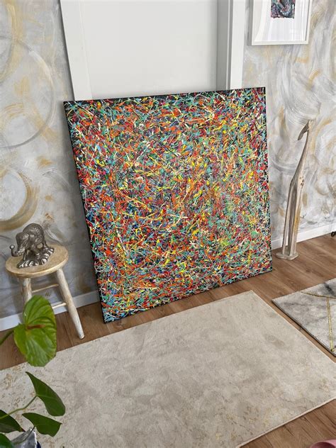 Abstract Jackson Pollock Inspired Art Jackson Pollock Large Etsy