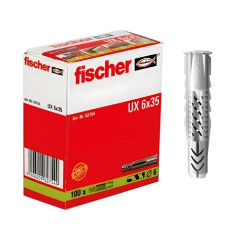 Taquete Universal De Nylon UX 6 R Caja Con 100 Piezas Fischer 62756