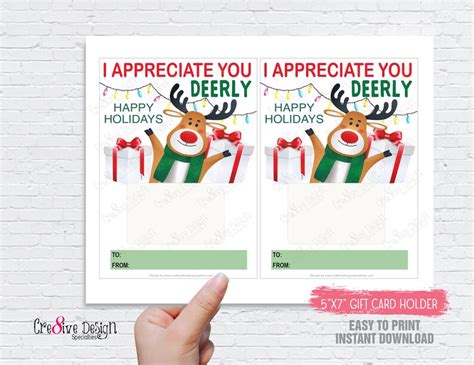 PRINTABLE Christmas Gift Card Holder Employee Christmas Gift - Etsy