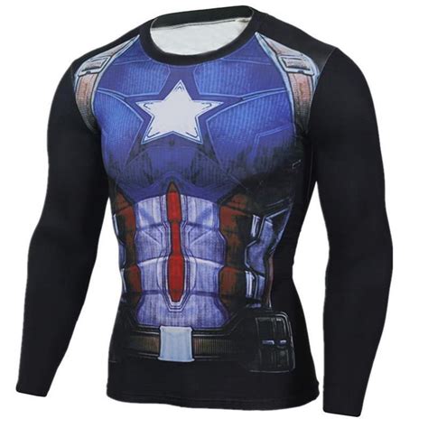 Captain America Shirt Black And Blue Long Sleeve Shirt Xl Multi Color