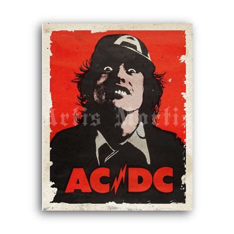 Printable AC/DC Angus Young 1976 vintage hard rock concert poster