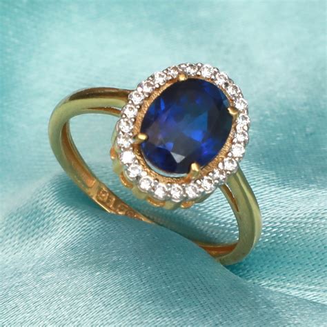 Buy Quality 916 Gold Fancy Blue Stone Ring Pj R019 In Ahmedabad