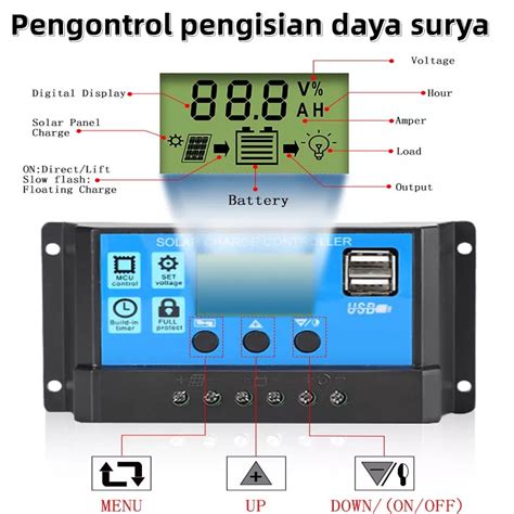 Jual USB Solar Charge Controller LCD LED Display Solar PWM 10V 20V 30V