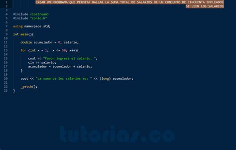 Ciclo For Visual C Acumulador De Salarios Tutorias Co