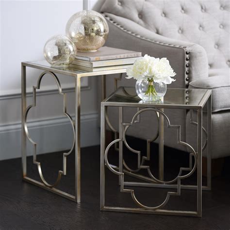 The Set Of Silver Nested Quatrefoil Tables Exudes Elegance Glamour And