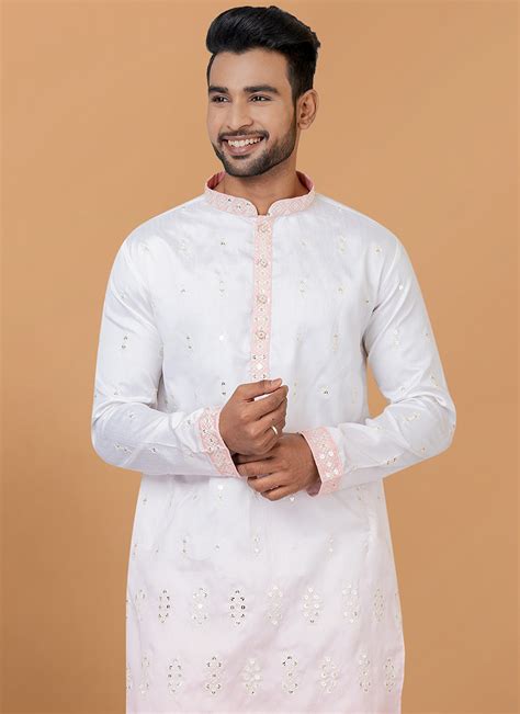 Buy Indian Ethnic Clothing Raksha Bandhan White Men Kurta Pyjamas