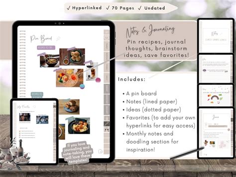 Digital Meal Planner And Recipe Book Meal Prep Goodnotes Food Journal