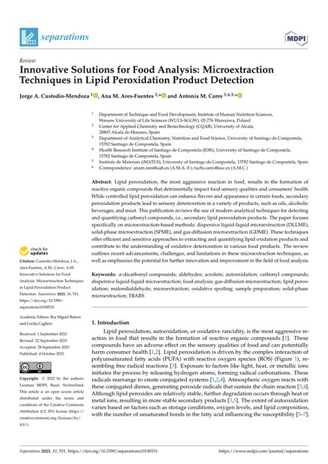 PDF Innovative Solutions For Food Analysis Microextraction