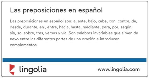 Las Preposiciones En Español