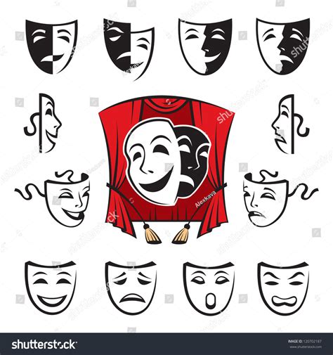 Set Of Theatrical Masks Stock Vector Illustration 120702187 Shutterstock