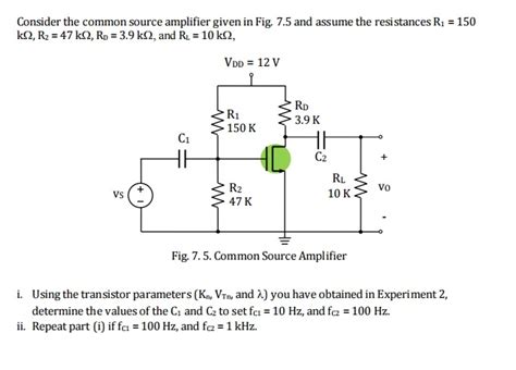 Solved Consider The Common Source Amplifier Given In Fig Chegg