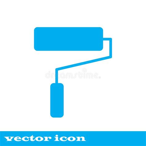 Icono Del Rodillo De Pintura Ejemplo Plano Del Vector Eps Icono Azul