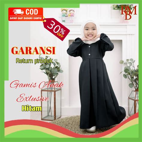 Jual Pakaian Baju Bju Gamis Gaun Long Dress Dres Fashion Muslim Hitam