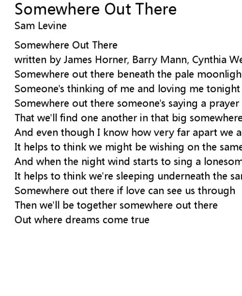 Somewhere Out There Lyrics - Follow Lyrics