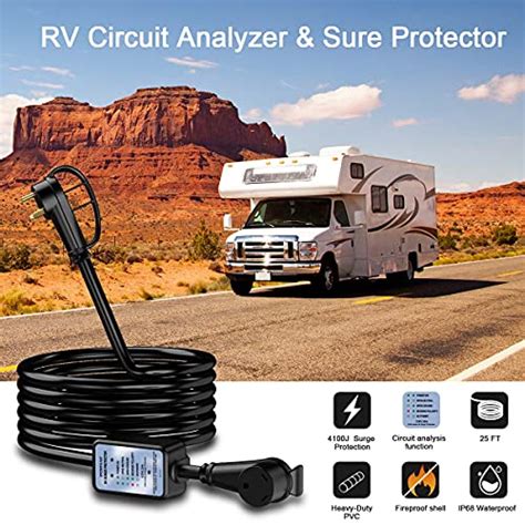 Powsaf Rv Extension Cord Ft Waterproof Rv Surge Protector