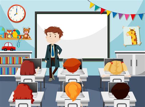 Teacher In It Classroom 295811 Vector Art At Vecteezy