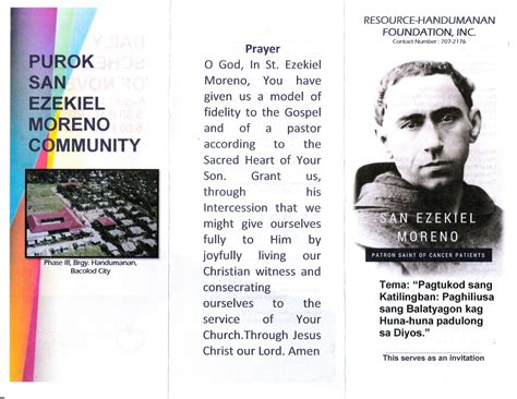 Invitation Solemnity Of St Ezekiel Moreno At Resource Handumanan