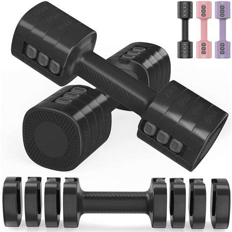 GIKPAL 5lbs*2 Adjustable Dumbbells Set, 4-in-1 Free Weights for Women