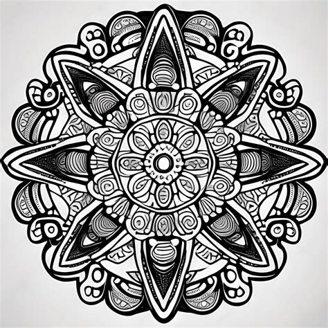 intricate mandala coloring page black  white creative fabrica
