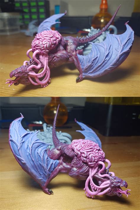 3D Printable Elder Brain Dragon (80mm Base) by Zio