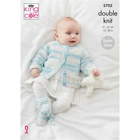 King Cole Baby Stripe Dk Pattern Cardigan Matinee Coat Sweater