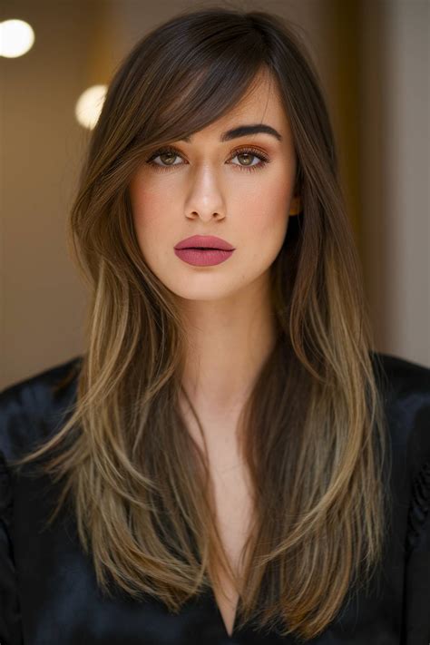 Long Layered Haircuts With Side Bangs