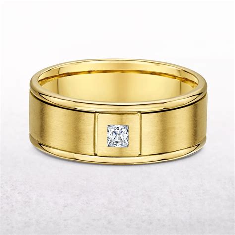 Gents Yellow Gold Ct Diamond Wedding Band