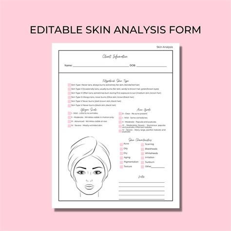 Editable And Printable Skin Analysis Form Template For Estheticians Document Fitzpatrick Skin