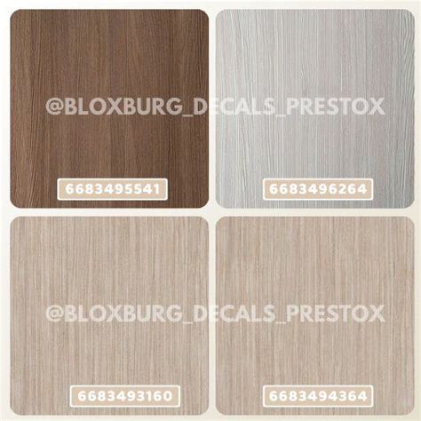 Four Different Shades Of Wood With The Words Bloxburg Decals Pretox