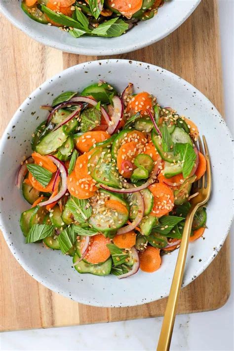 Sesame Carrot Cucumber Salad Recipe Cucumber Recipes Salad Salad